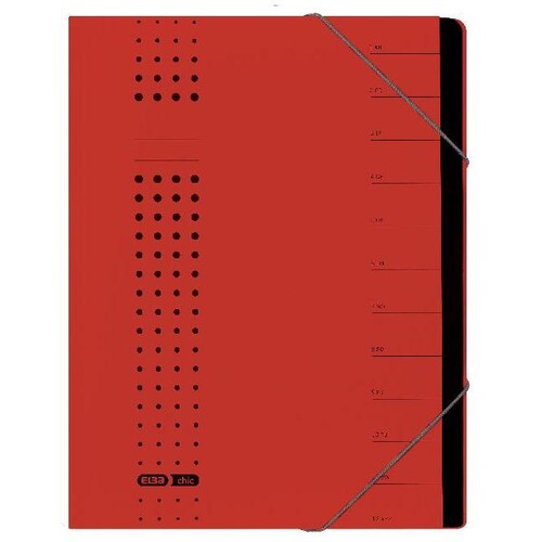 Ordnungsmappe chic mit Gummizug A4 mit 12 Fächern rot Karton Elba 400001993 Produktbild Front View L