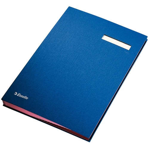 Unterschriftsmappe 20Fächer A4 blau Pappe mit PP Esselte 621063 Produktbild Front View L