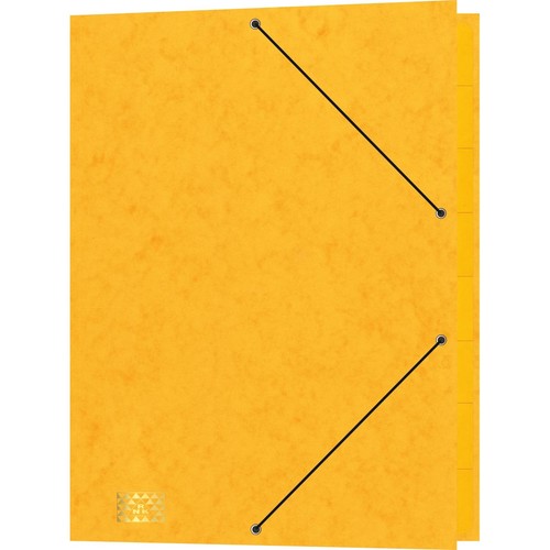 Ordnungsmappe mit 9 Fächern und Gummizug mit 3 Klappen A4 gelb Karton RNK 4616-1 Produktbild Front View L