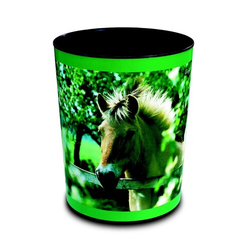 Papierkorb mit Motivposter Pferd am Weidezaun 13l Läufer 26657 Produktbild Front View L
