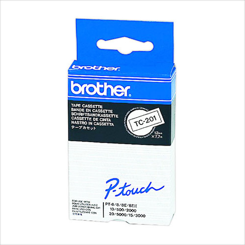 Schriftband laminiert 12mm/7,7m schwarz auf weiß Brother TC-201 (ST=7,7 METER) Produktbild Additional View 3 L