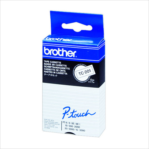 Schriftband laminiert 12mm/7,7m schwarz auf weiß Brother TC-201 (ST=7,7 METER) Produktbild Additional View 5 L