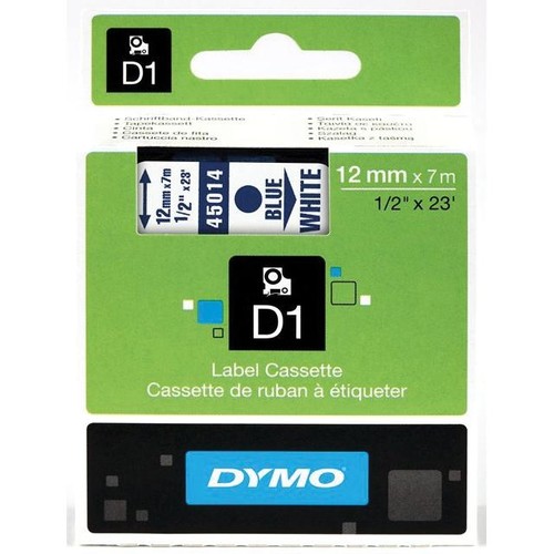 Schriftband D1 12mm/7m blau auf weiß Dymo S0720540 (ST=7 METER) Produktbild Front View L