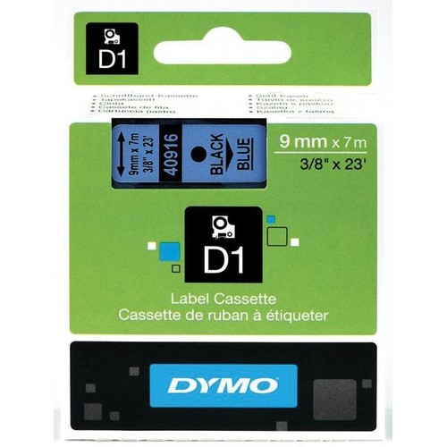 Schriftband D1 9mm/7m schwarz auf blau Dymo S0720710 (ST=7 METER) Produktbild Front View L