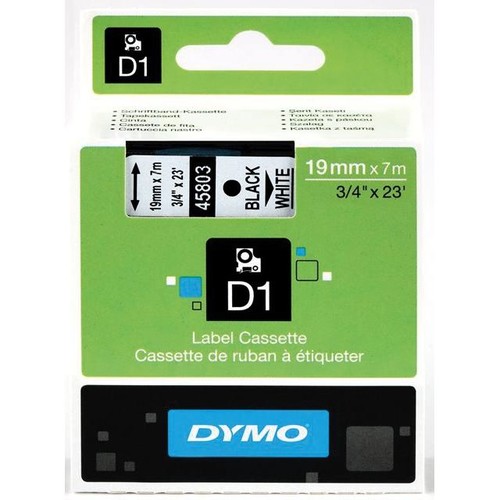 Schriftband D1 19mm/7m schwarz auf weiß Dymo S0720830 (ST=7 METER) Produktbild