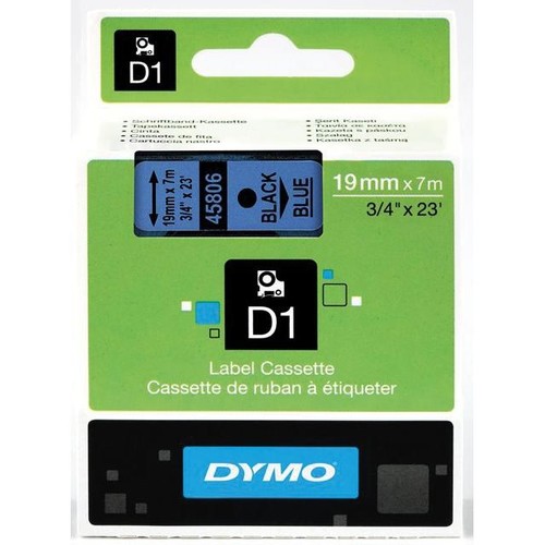 Schriftband D1 19mm/7m schwarz auf blau Dymo S0720860 (ST=7 METER) Produktbild Front View L