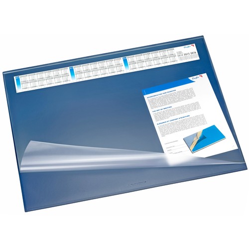Schreibunterlage Synthos mit Vollsichtplatte und wechselbarem Kalender 52x65cm blau Läufer 49645 Produktbild Front View L