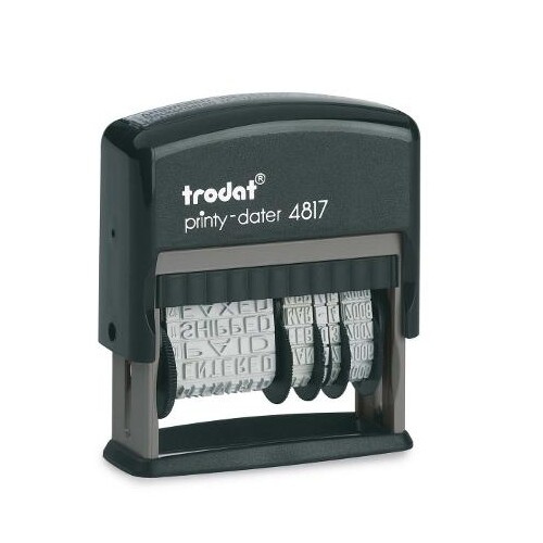 Wortbandstempel mit Datum Printy inkl. 12 Texte selbstfärbend Schrifthöhe 4mm schwarz Trodat 4817 Produktbild Front View L