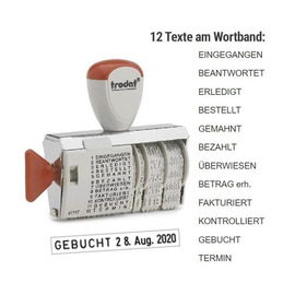 Wortbandstempel mit Datum mit 12Texten Schrifthöhe 4mm Trodat 1117 Produktbild