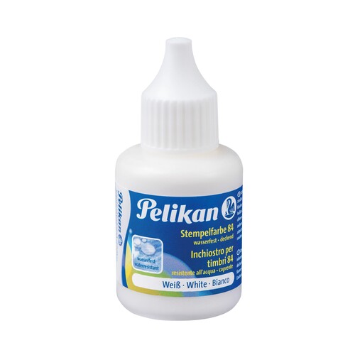 Stempelfarbe 84 wasserfest deckend 30ml weiß Pelikan 300004213 (FL=30 MILLILITER) Produktbild Front View L