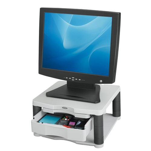 Monitor Ständer Plus Premium 330x165x332mm Platin Plastik Fellowes 91713 Produktbild Front View L