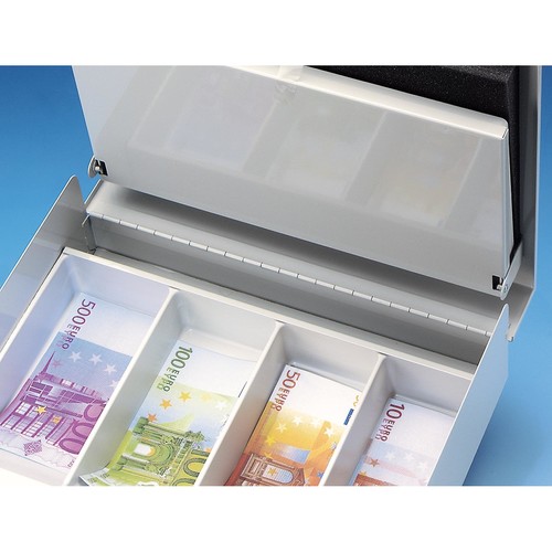 Geldkassette Standard Plus Zählbrett für 137,60€ und Schacht 300x240x90mm  mit Klammer grau Metall Wedo 149858012