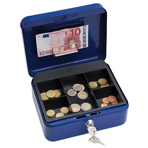 Geldkassette Gr. 2 mit Kunststoffeinsatz 200x160x90mm blau Stahl Wedo 145203H Produktbild Additional View 1 L