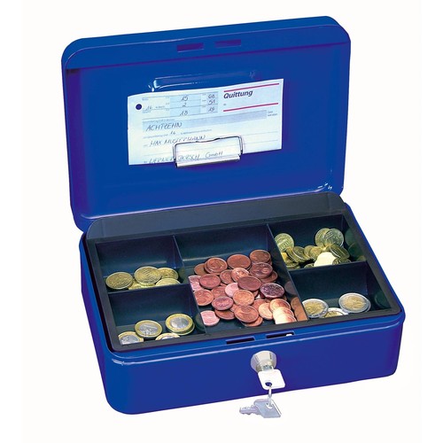 Geldkassette Gr. 3 mit Kunststoffeinsatz 250x180x90mm blau Stahl Wedo 145303H Produktbild Additional View 2 L