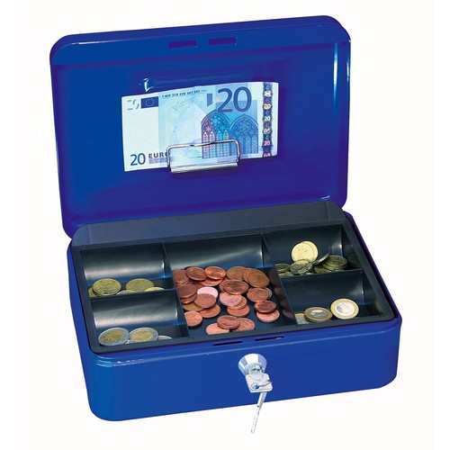 Geldkassette Gr. 3 mit Kunststoffeinsatz 250x180x90mm blau Stahl Wedo 145303H Produktbild Additional View 1 L