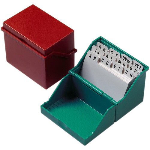 Kleinkartei mit 100Karten und A-Z Register A8 80x60x72mm für 200Karten rot Kunststoff Helit H6214825 Produktbild Additional View 1 L