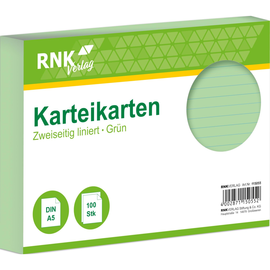 Karteikarten A5 liniert grün holzfrei RNK 11505 (PACK=100 STÜCK) Produktbild