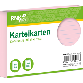 Karteikarten A6 liniert rosa holzfrei RNK 11506 (PACK=100 STÜCK) Produktbild