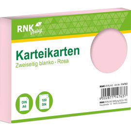 Karteikarten A6 unliniert rosa holzfrei RNK 11476 (PACK=100 STÜCK) Produktbild