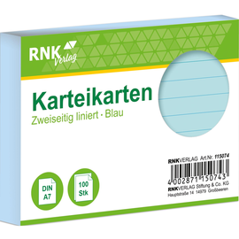 Karteikarten A7 liniert blau holzfrei RNK 11507 (PACK=100 STÜCK) Produktbild