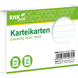 Karteikarten A7 liniert weiß holzfrei RNK 11507 (PACK=100 STÜCK) Produktbild