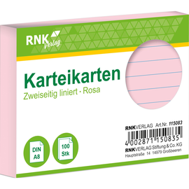 Karteikarten A8 liniert rosa holzfrei RNK 11508 (PACK=100 STÜCK) Produktbild