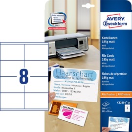 Karteikarten Inkjet blanko 105x70mm auf A4 Bögen 185g weiß Zweckform C32254-25 (PACK=200 STÜCK) Produktbild