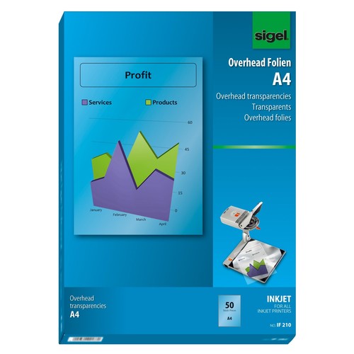 Folien Inkjet A4 100µ transparent klar Sigel IF210 (PACK=50 BLATT) Produktbild Additional View 2 L