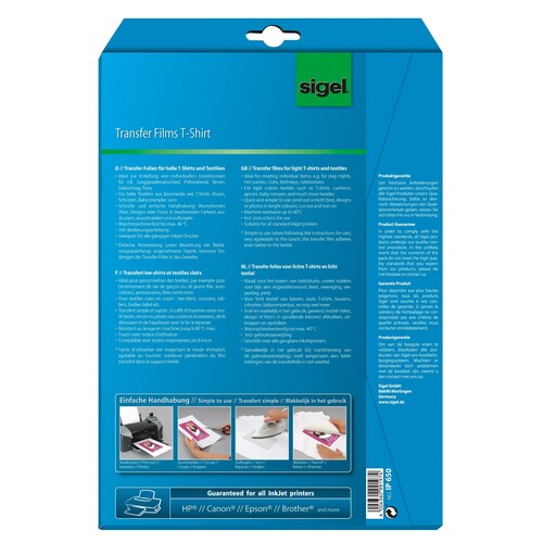 Transfer Folie für helle Textilien A4 Sigel IP650 (PACK=3 BLATT) Produktbild Additional View 9 L
