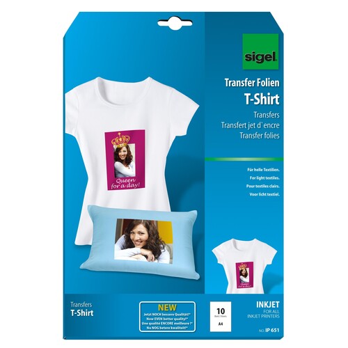Transfer Folie für helle Textilien A4 Sigel IP651 (PACK=10 BLATT) Produktbild Additional View 1 L
