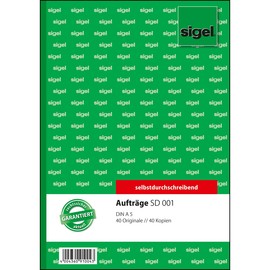 Auftragsbuch A5 2x40Blatt selbstdurchschreibend Sigel SD001 Produktbild