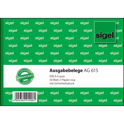 Ausgabebelegebuch A6 quer 50Blatt mit Sicherheitsdruck Sigel AG615 Produktbild