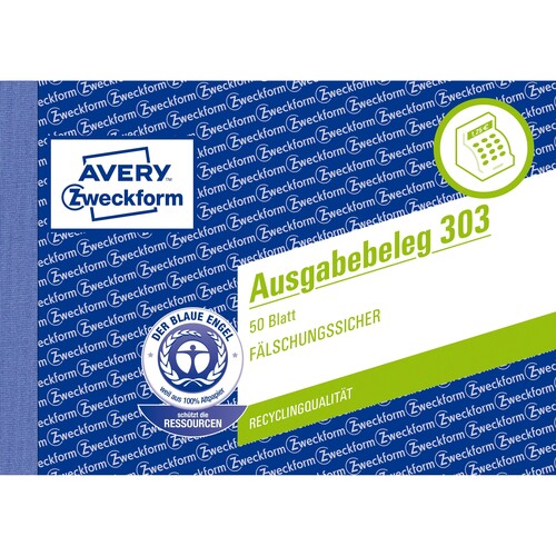 Ausgabebelegebuch A6 quer 50Blatt recycling Zweckform 303 Produktbild Additional View 1 L