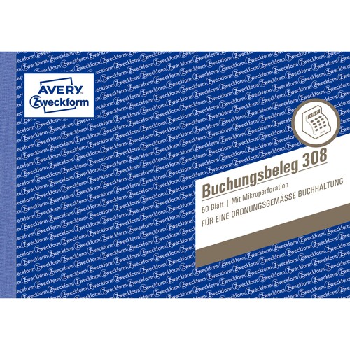 Buchungsbelegebuch A5 quer 50Blatt Zweckform 308 Produktbild Additional View 1 L