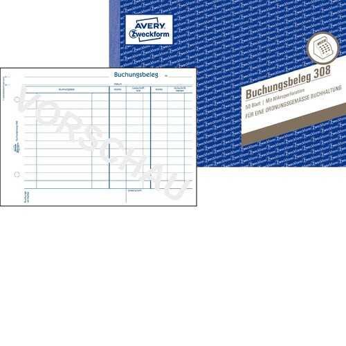 Buchungsbelegebuch A5 quer 50Blatt Zweckform 308 Produktbild