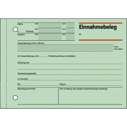 Einnahmebeleg A6 quer 50Blatt mit Sicherheitsdruck Sigel EB615 Produktbild Additional View 3 L