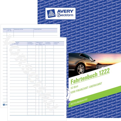 Fahrtenbuch für Pkw A5 hoch 40Blatt recycling geheftet Zweckform