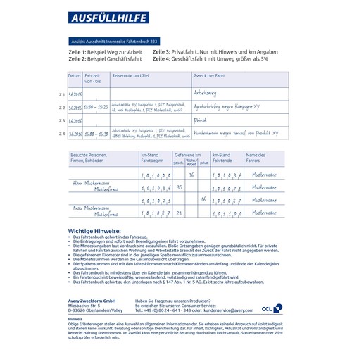 Fahrtenbuch für Pkw A5 hoch 40Blatt geheftet Zweckform 223