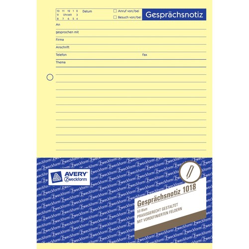 Gesprächsnotizblock A5 hoch 50Blatt gelb Zweckform 1018 Produktbild Additional View 2 L