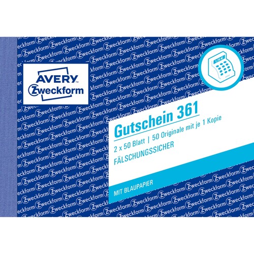 Gutscheinbuch A6 quer 2x50Blatt mit Blaupapier Zweckform 361 Produktbild Additional View 1 L