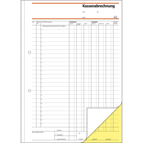 Kassenabrechnung A4 2x40Blatt selbstdurchschreibend Sigel SD006 Produktbild Additional View 2 L