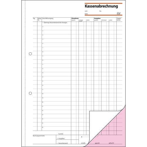 Kassenabrechnung A4 2x50Blatt mit Blaupapier Sigel KG425 Produktbild Additional View 2 L