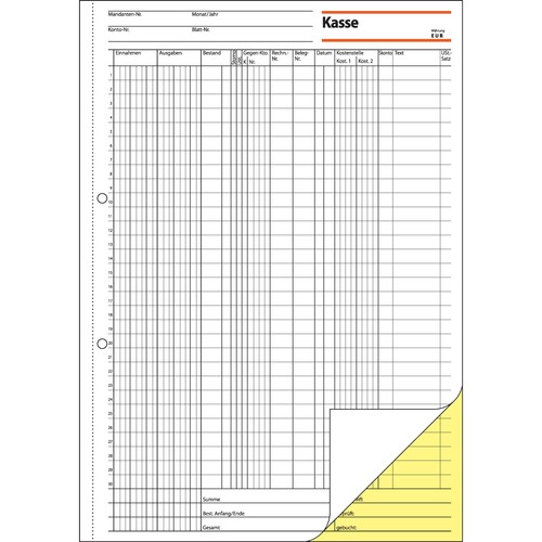 Kassenbuch EDV A4 2x50Blatt mit Blaupapier Steuerschiene 300 Sigel KG429 Produktbild Additional View 2 L