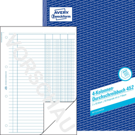 Durchschreibebuch 4 Kolonnen A4 2x50Blatt mit Blaupapier Zweckform 452 Produktbild