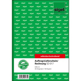 Kombinationsbuch Auftrag/ Lieferschein/ Rechnung A5 hoch 2x40Blatt selbstdurchschreibend Sigel SD17 Produktbild