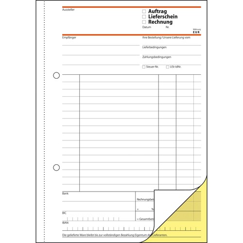 Kombinationsbuch Auftrag/ Lieferschein/ Rechnung A5 hoch 2x40Blatt selbstdurchschreibend Sigel SD17 Produktbild Additional View 2 L