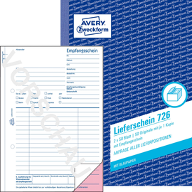 Lieferscheinbuch A5 hoch 2x50Blatt mit Blaupapier Zweckform 726 Produktbild