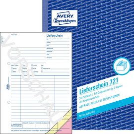Lieferscheinbuch A5 hoch 3x50Blatt mit Blaupapier Zweckform 721 Produktbild