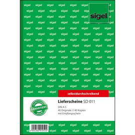 Lieferscheinbuch A5 hoch 2x40Blatt selbstdurchschreibend Sigel SD011 Produktbild