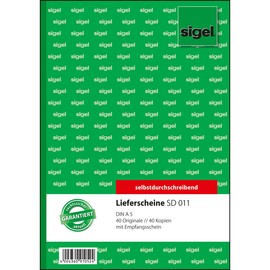 Lieferscheinbuch A5 hoch 2x40Blatt selbstdurchschreibend Sigel SD011 Produktbild